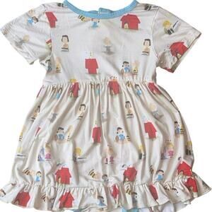 2T Bundle Of Joy Co Twirl Bodysuit Dress Bamboo Snoopy Peanuts Gang Print Soft